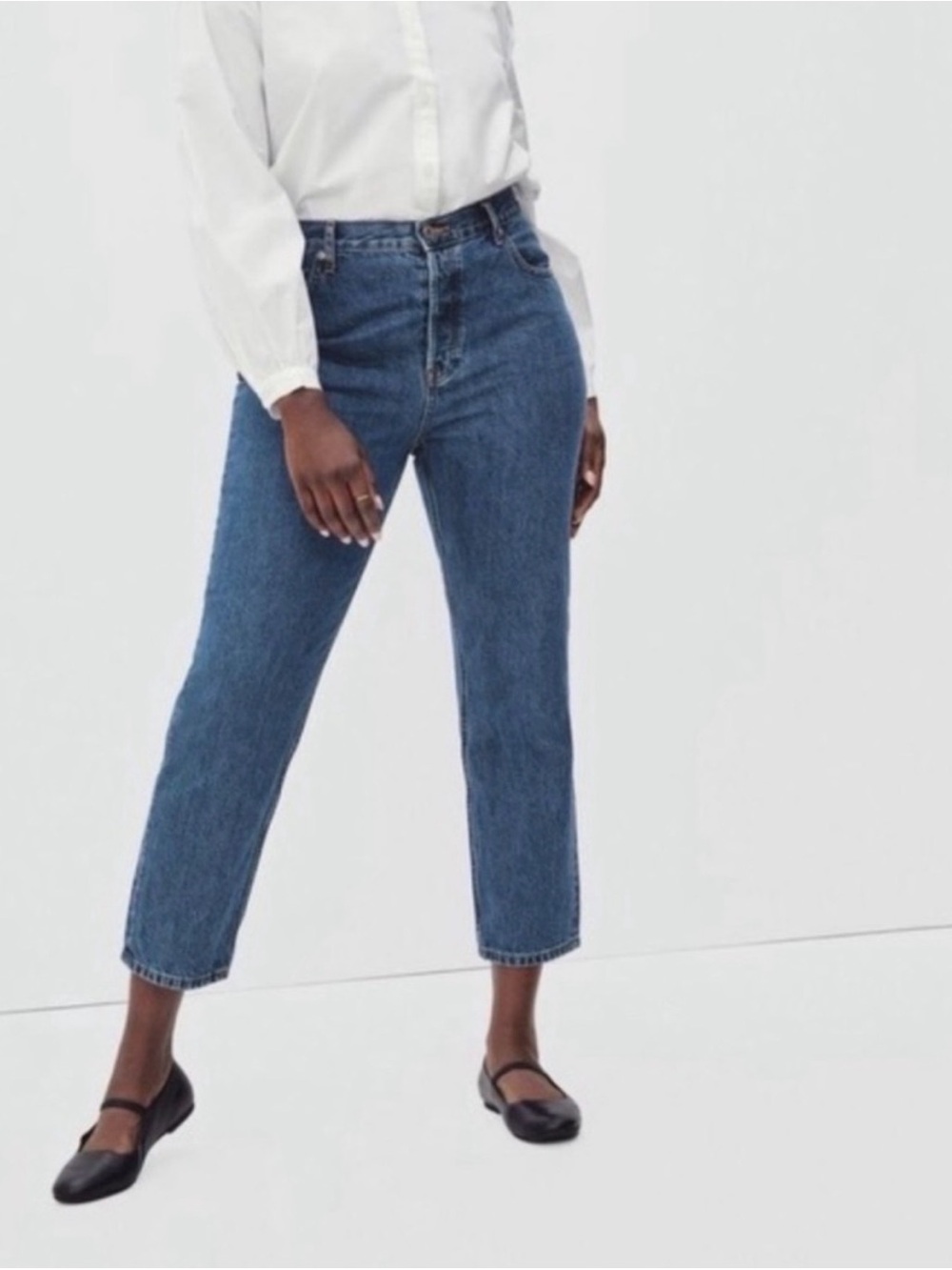 Everlane Curvy Cheeky Cropped High-Rise Straight Jeans - Blue